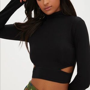 Pretty Little Thing High Neck Longsleeve Crop Top